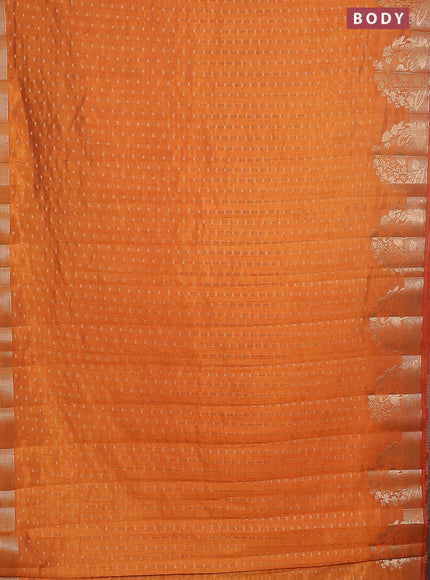 Semi raw silk saree orange with allover zari woven 1000 buttas and rich zari woven border