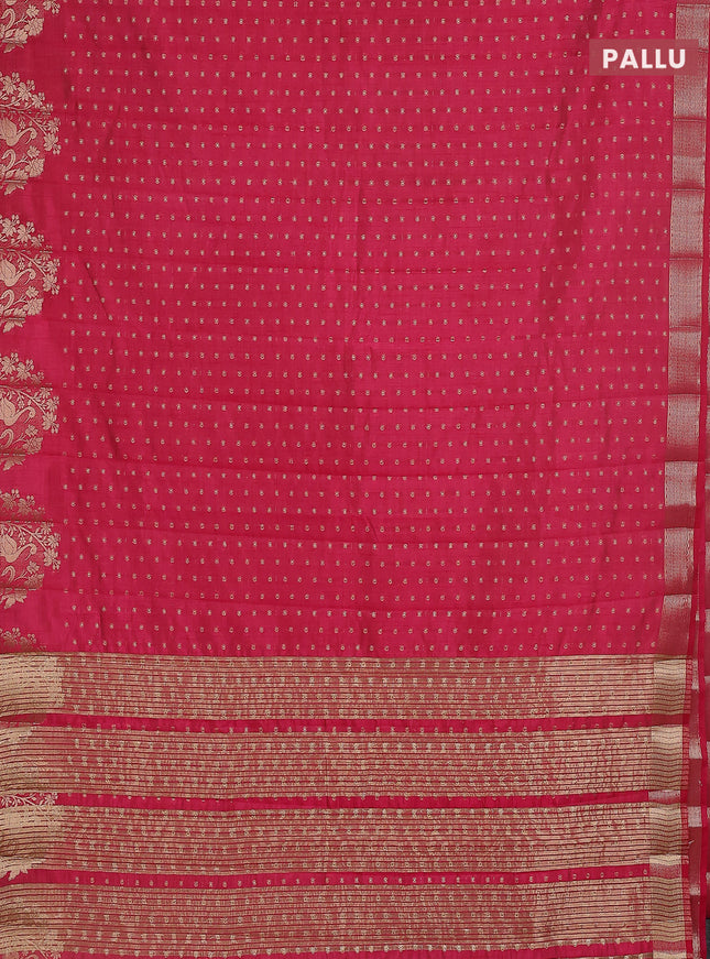 Semi raw silk saree pink with allover zari woven 1000 buttas and rich zari woven border