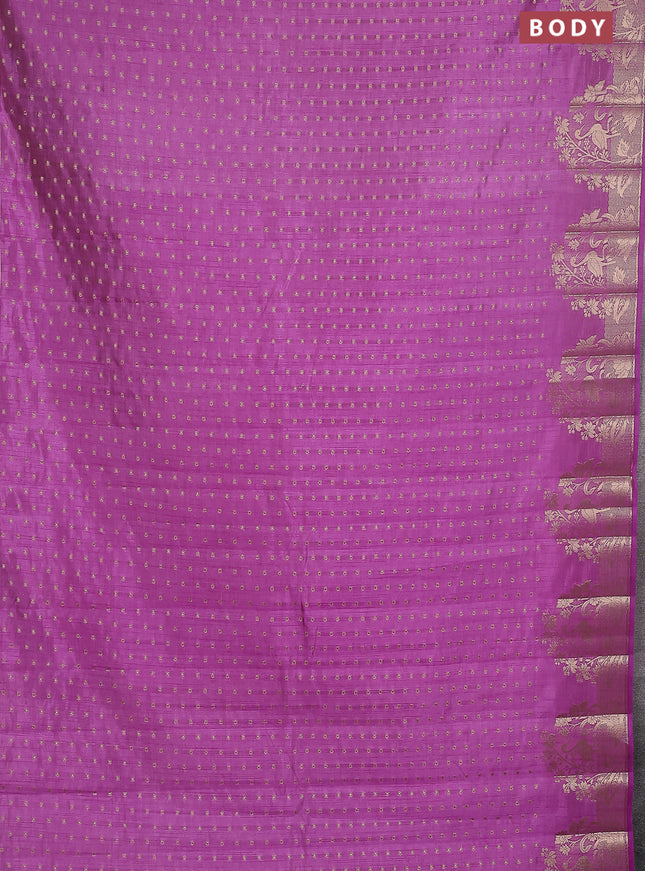 Semi raw silk saree lavender with allover zari woven 1000 buttas and rich zari woven border