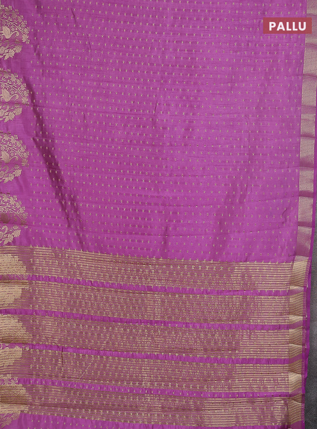 Semi raw silk saree lavender with allover zari woven 1000 buttas and rich zari woven border