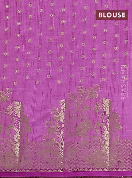 Semi raw silk saree lavender with allover zari woven 1000 buttas and rich zari woven border
