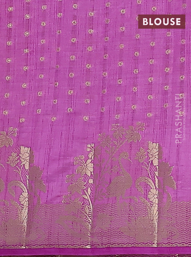Semi raw silk saree lavender with allover zari woven 1000 buttas and rich zari woven border