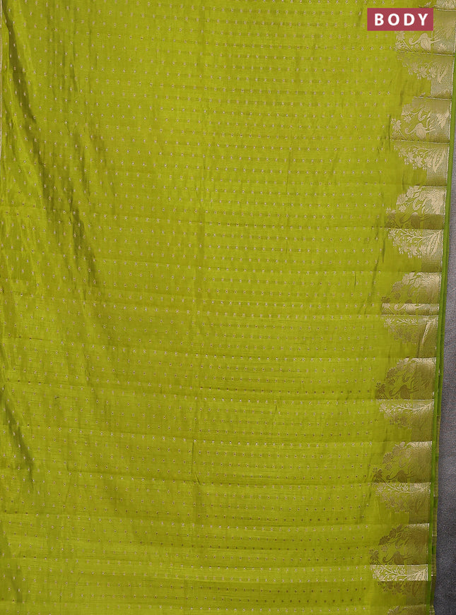 Semi raw silk saree light green with allover zari woven 1000 buttas and rich zari woven border
