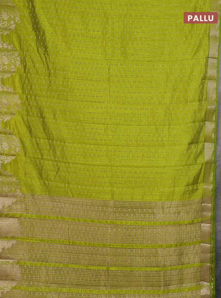 Semi raw silk saree light green with allover zari woven 1000 buttas and rich zari woven border