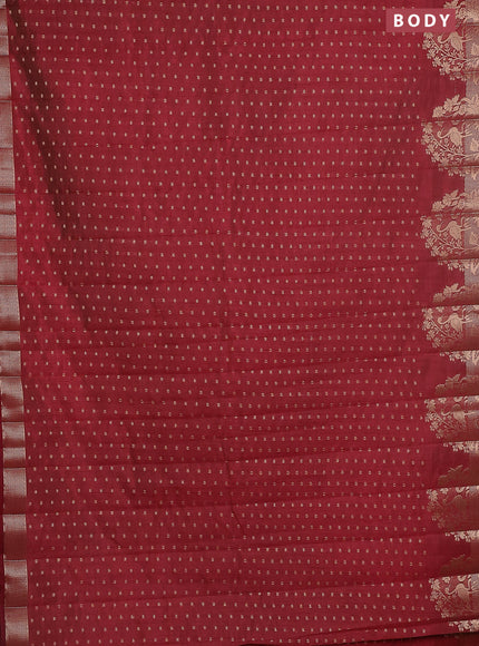 Semi raw silk saree maroon with allover zari woven 1000 buttas and rich zari woven border