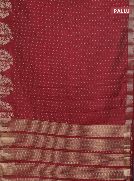 Semi raw silk saree maroon with allover zari woven 1000 buttas and rich zari woven border