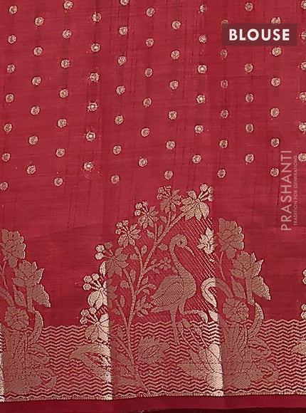 Semi raw silk saree maroon with allover zari woven 1000 buttas and rich zari woven border