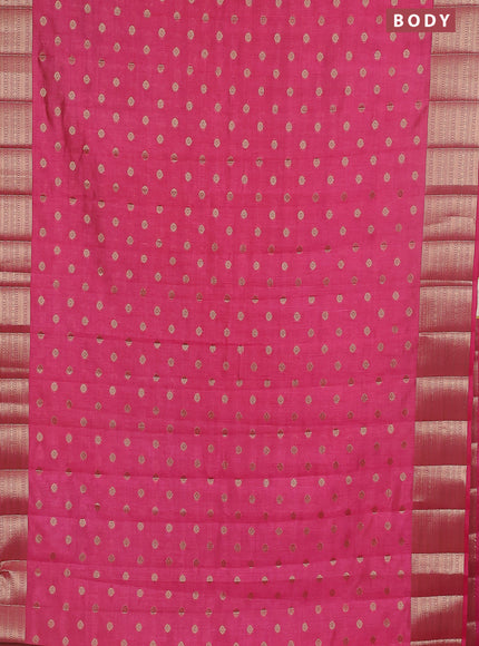 Semi raw silk saree pink with allover zari woven 1000 buttas and zari woven border