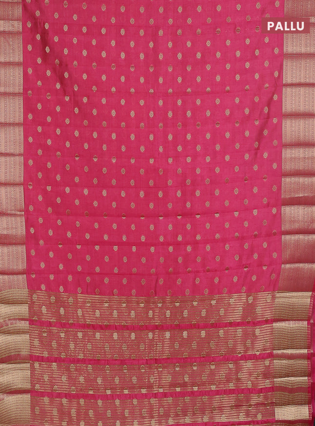 Semi raw silk saree pink with allover zari woven 1000 buttas and zari woven border