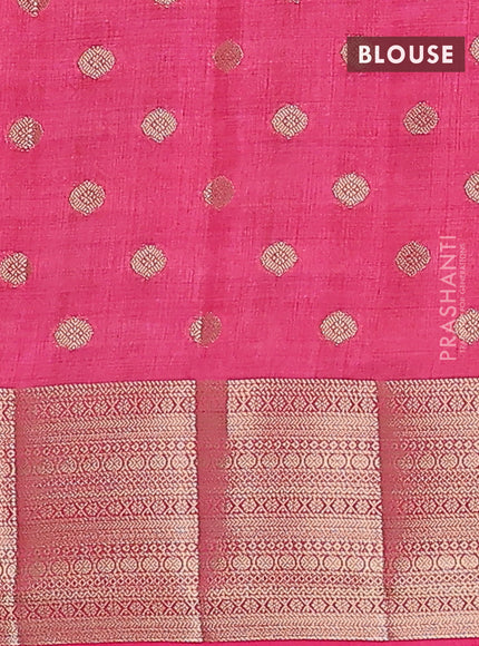 Semi raw silk saree pink with allover zari woven 1000 buttas and zari woven border