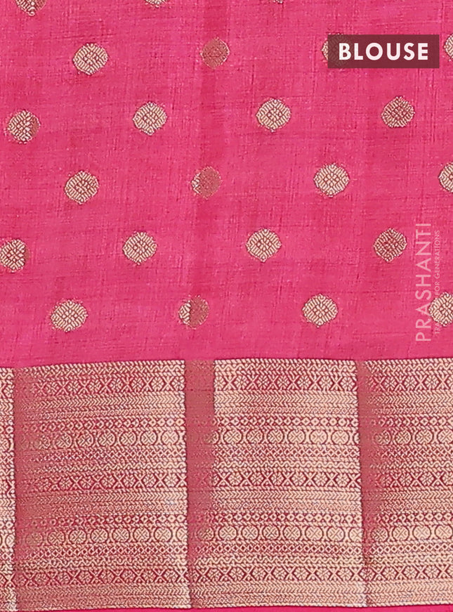Semi raw silk saree pink with allover zari woven 1000 buttas and zari woven border
