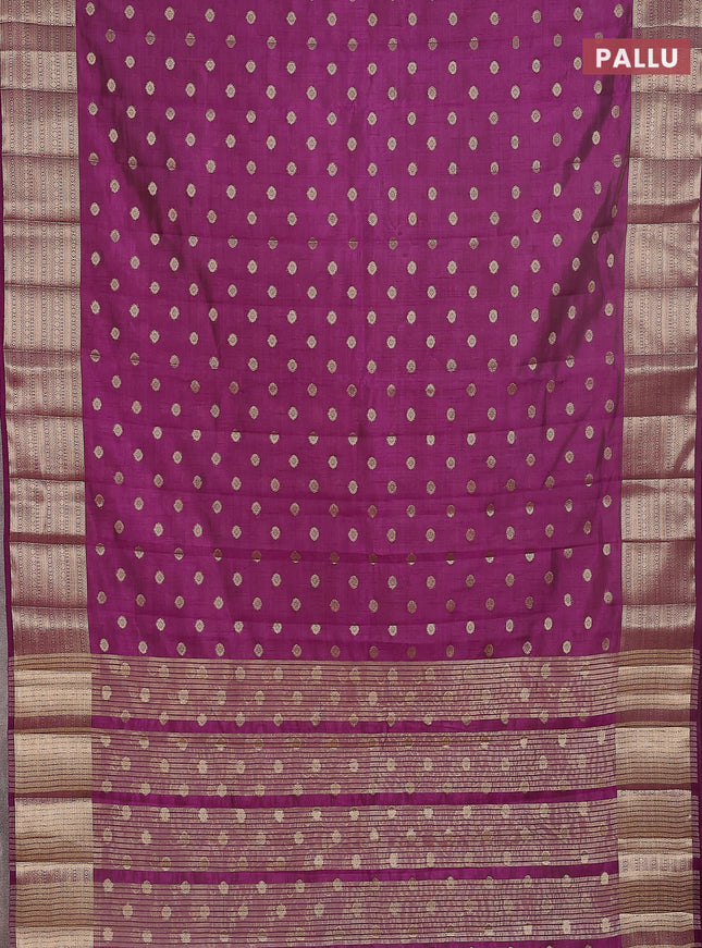 Semi raw silk saree purple with allover zari woven 1000 buttas and zari woven border