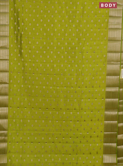 Semi raw silk saree light green with allover zari woven 1000 buttas and zari woven border