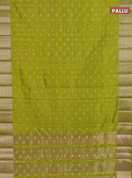 Semi raw silk saree light green with allover zari woven 1000 buttas and zari woven border