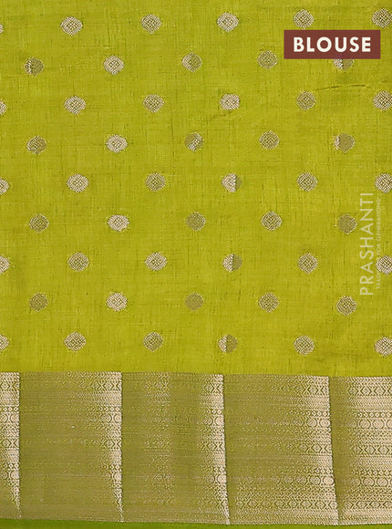 Semi raw silk saree light green with allover zari woven 1000 buttas and zari woven border