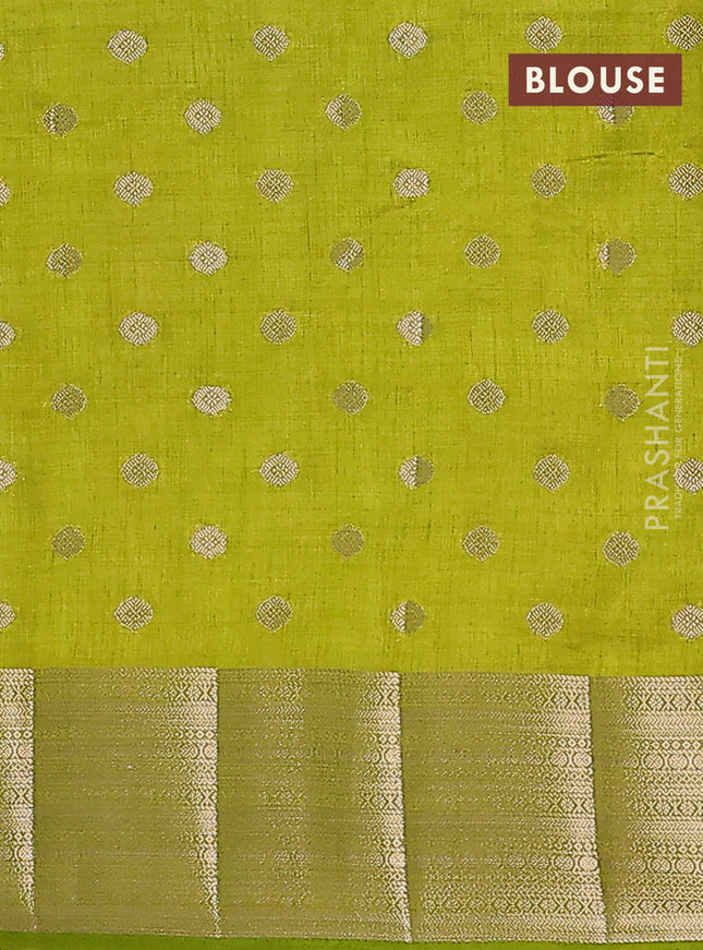 Semi raw silk saree light green with allover zari woven 1000 buttas and zari woven border