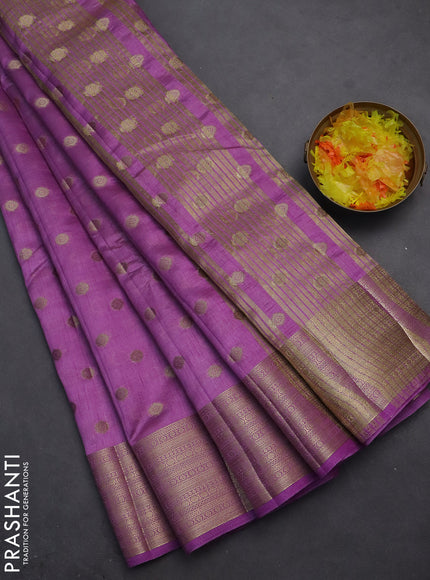 Semi raw silk saree lavender with allover zari woven 1000 buttas and zari woven border