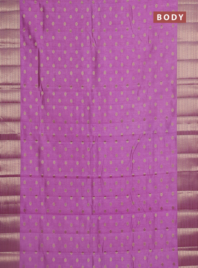 Semi raw silk saree lavender with allover zari woven 1000 buttas and zari woven border