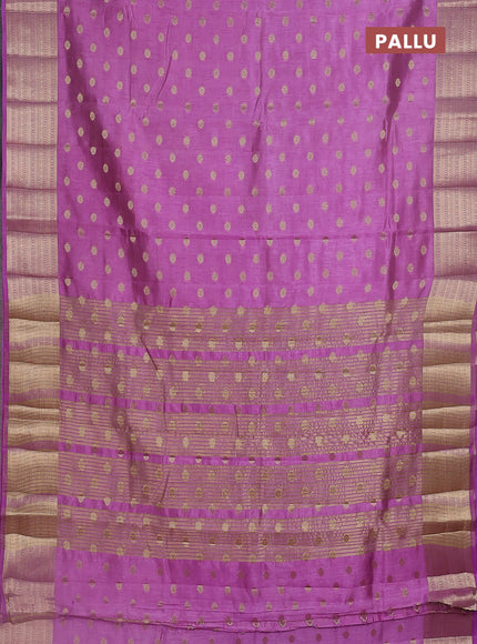 Semi raw silk saree lavender with allover zari woven 1000 buttas and zari woven border
