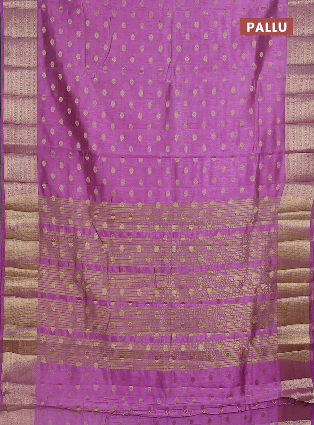 Semi raw silk saree lavender with allover zari woven 1000 buttas and zari woven border