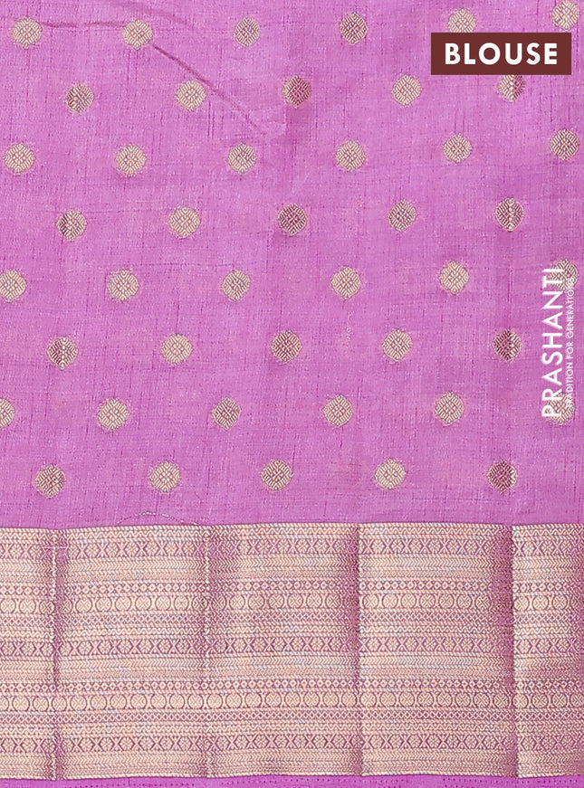 Semi raw silk saree lavender with allover zari woven 1000 buttas and zari woven border