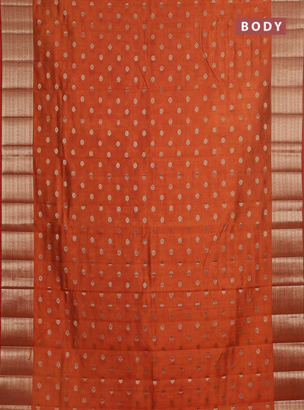Semi raw silk saree orange with allover zari woven 1000 buttas and zari woven border