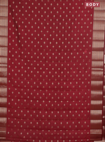 Semi raw silk saree maroon with allover zari woven 1000 buttas and zari woven border