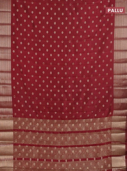 Semi raw silk saree maroon with allover zari woven 1000 buttas and zari woven border