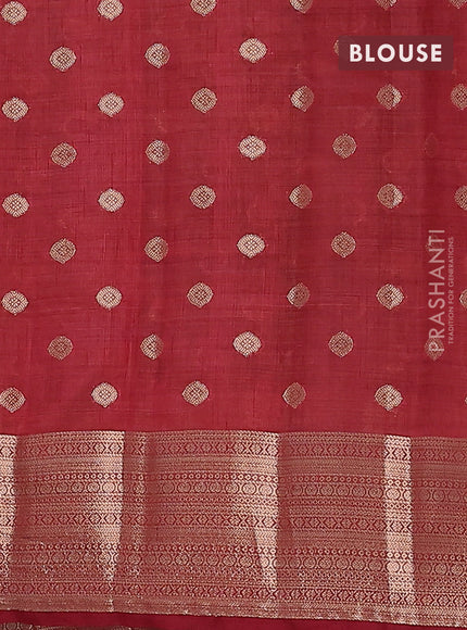 Semi raw silk saree maroon with allover zari woven 1000 buttas and zari woven border