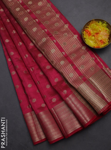 Semi raw silk saree pink with allover zari woven 1000 buttas and zari woven border
