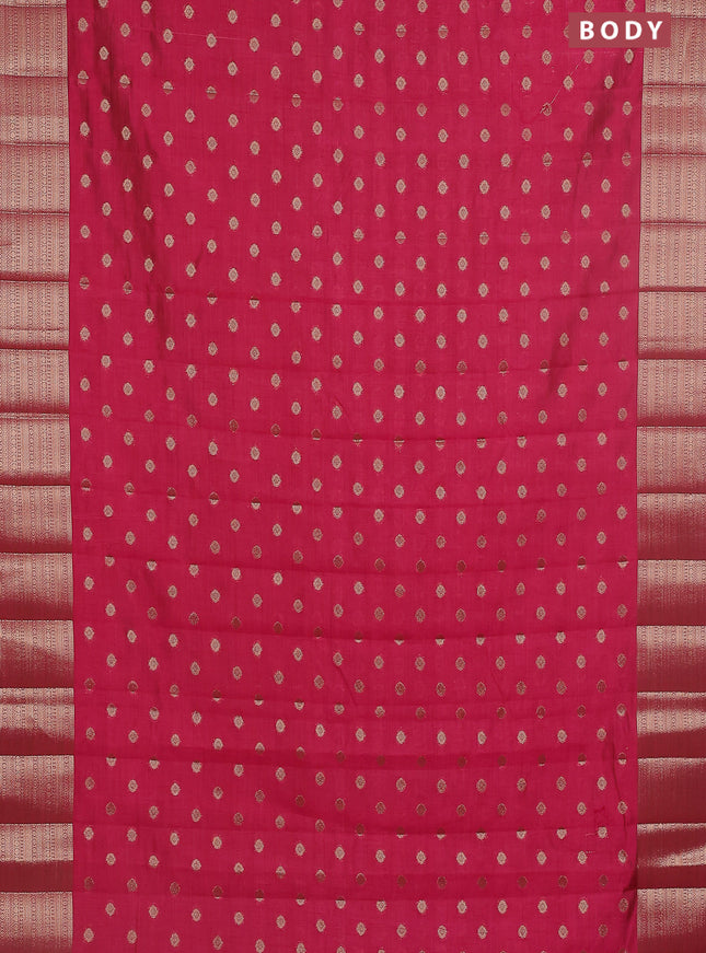 Semi raw silk saree pink with allover zari woven 1000 buttas and zari woven border