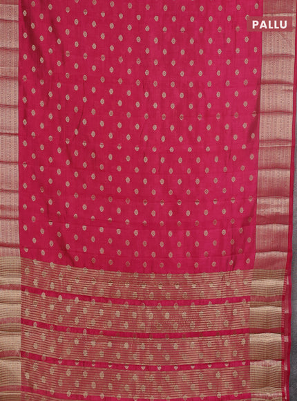 Semi raw silk saree pink with allover zari woven 1000 buttas and zari woven border