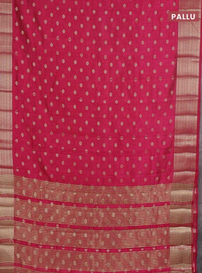 Semi raw silk saree pink with allover zari woven 1000 buttas and zari woven border