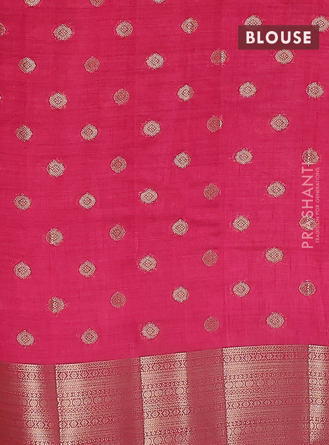 Semi raw silk saree pink with allover zari woven 1000 buttas and zari woven border