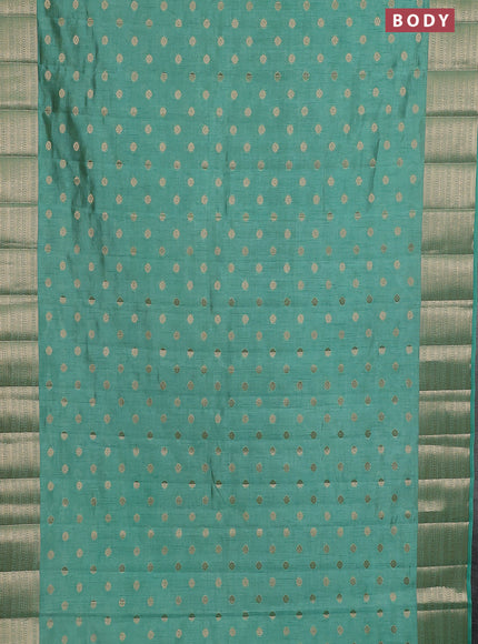 Semi raw silk saree pastel green with allover zari woven 1000 buttas and zari woven border