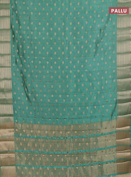 Semi raw silk saree pastel green with allover zari woven 1000 buttas and zari woven border