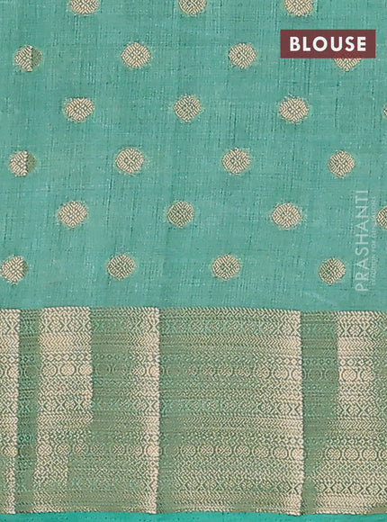 Semi raw silk saree pastel green with allover zari woven 1000 buttas and zari woven border