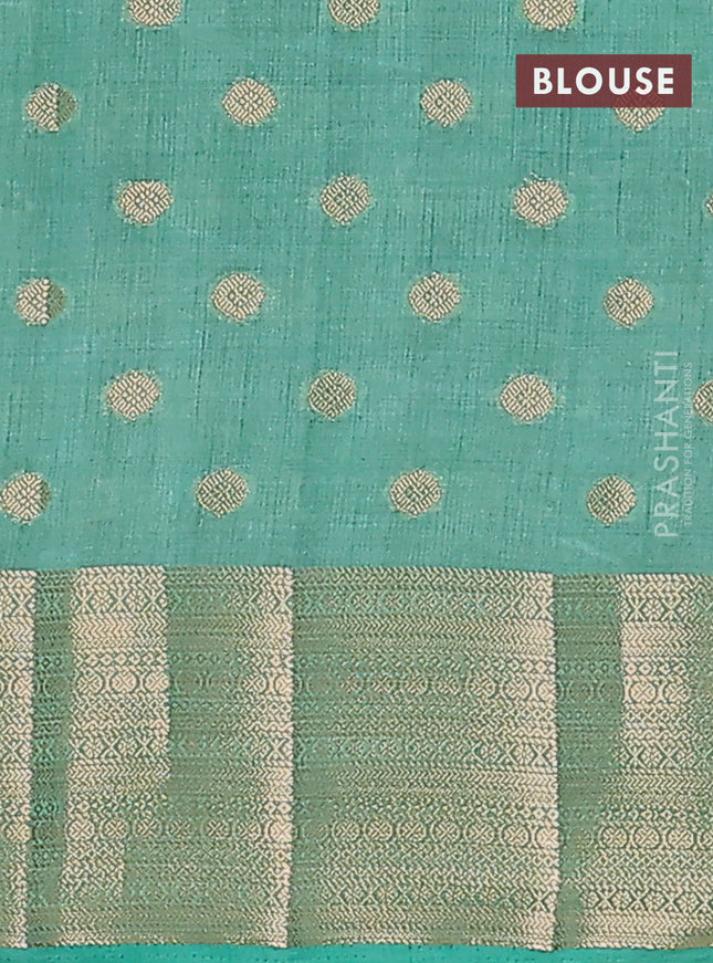 Semi raw silk saree pastel green with allover zari woven 1000 buttas and zari woven border