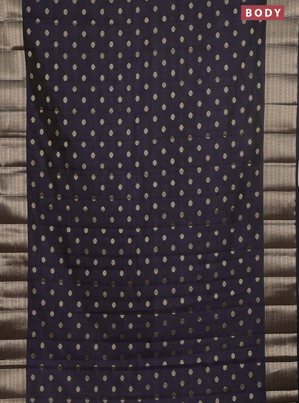 Semi raw silk saree dark navy blue with allover zari woven 1000 buttas and zari woven border