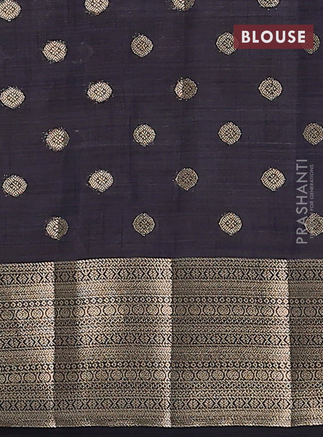 Semi raw silk saree dark navy blue with allover zari woven 1000 buttas and zari woven border