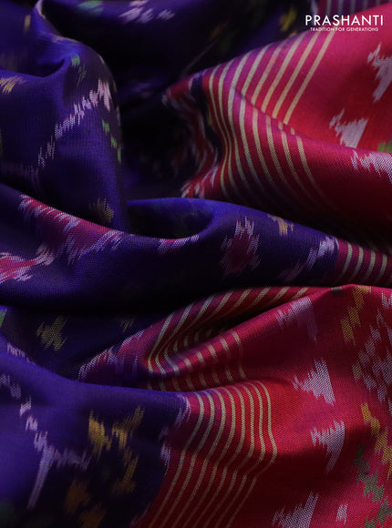 Rajkot patola silk saree navy blue and dark pink with allover ikat weaves and long zari woven border