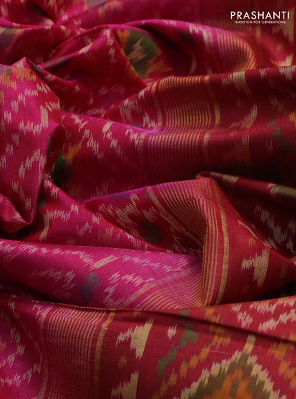 Rajkot patola silk saree pink and maroon with allover ikat weaves and zari woven border