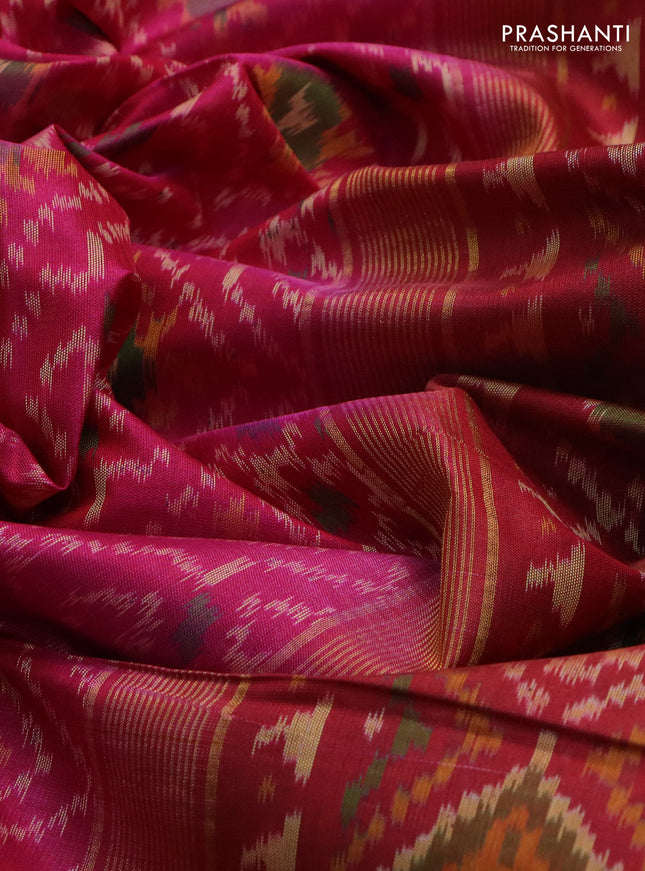 Rajkot patola silk saree pink and maroon with allover ikat weaves and zari woven border