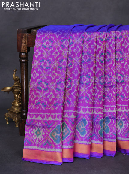 Rajkot patola silk saree dual shade of purple with allover ikat weaves and zari woven border