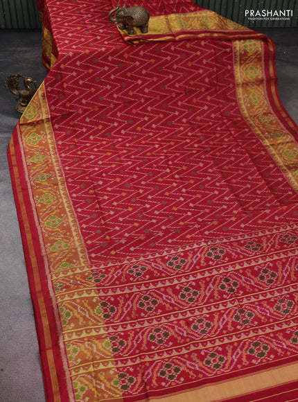 Rajkot patola silk saree maroon with allover ikat weaves and long zari woven border