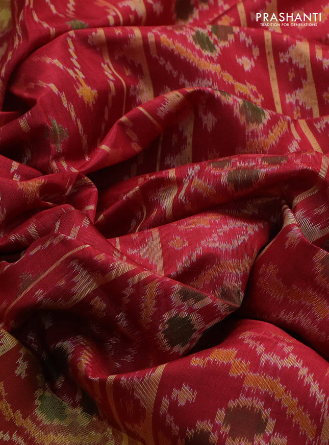 Rajkot patola silk saree maroon with allover ikat weaves and long zari woven border