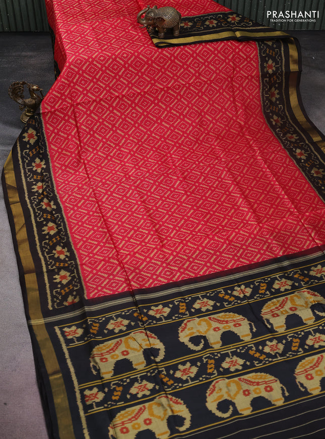 Rajkot patola silk saree red and black with allover ikat weaves and zari woven border
