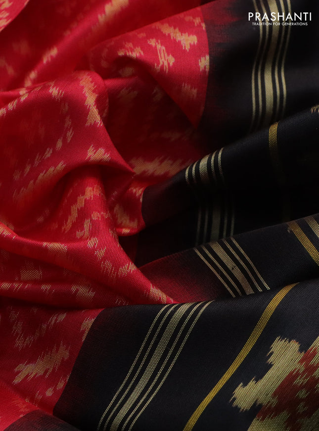 Rajkot patola silk saree red and black with allover ikat weaves and zari woven border