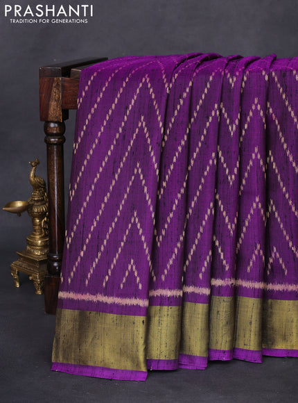 Rajkot patola silk saree deep purple with allover ikat weaves and zari woven border