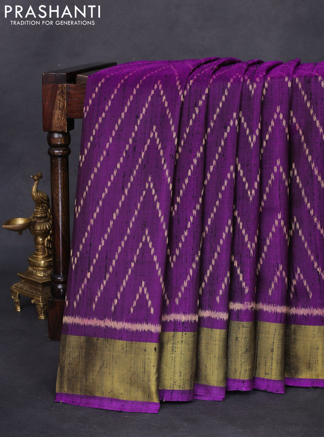 Rajkot patola silk saree deep purple with allover ikat weaves and zari woven border